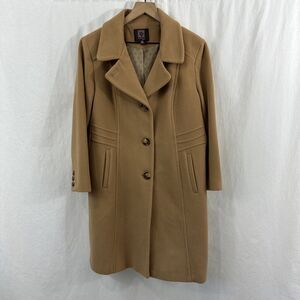 Anne Klein Single Breasted Camel Tan Wool Cashmere Coat Womens Size 16P